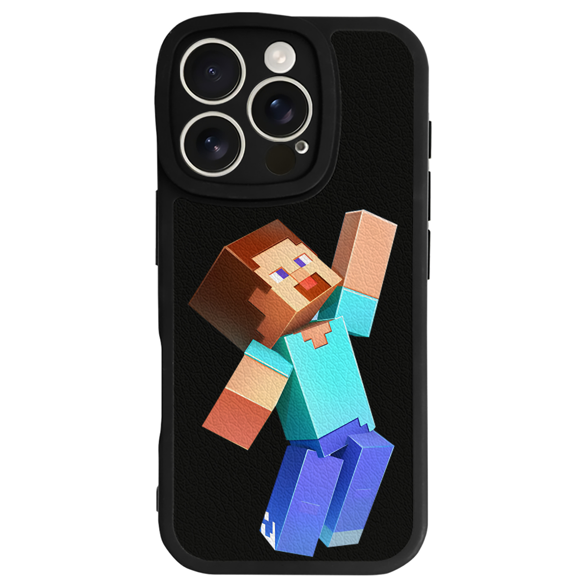 （画像用） マインクラフト ブロックの世界 Minecraft MC Block world 【iPhone 16シリーズ対応】シリコンスマホケース（レザー調） 材質：シリコン